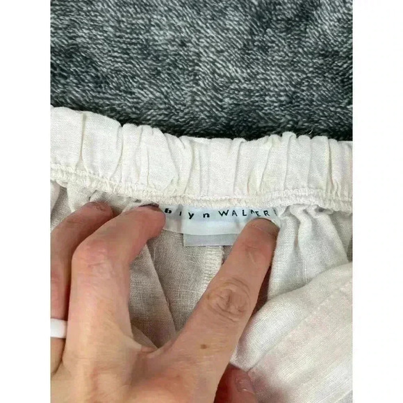 Bryn Walker Linen Pants Wide Leg Pull On Buttons Light Pink Size M Made In USA - Picture 5 of 14